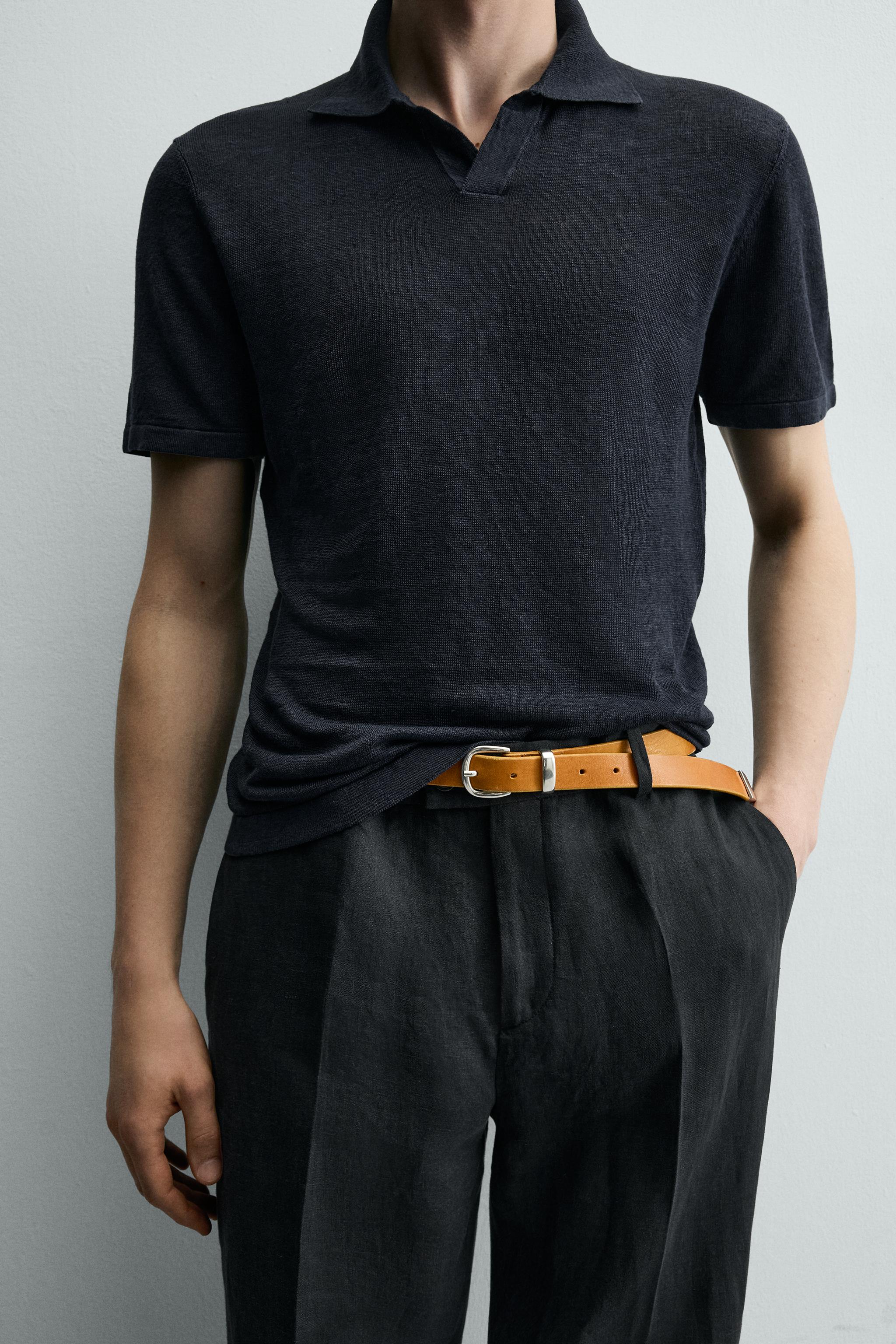 REGULAR FIT 100% LINEN KNIT POLO SHIRT